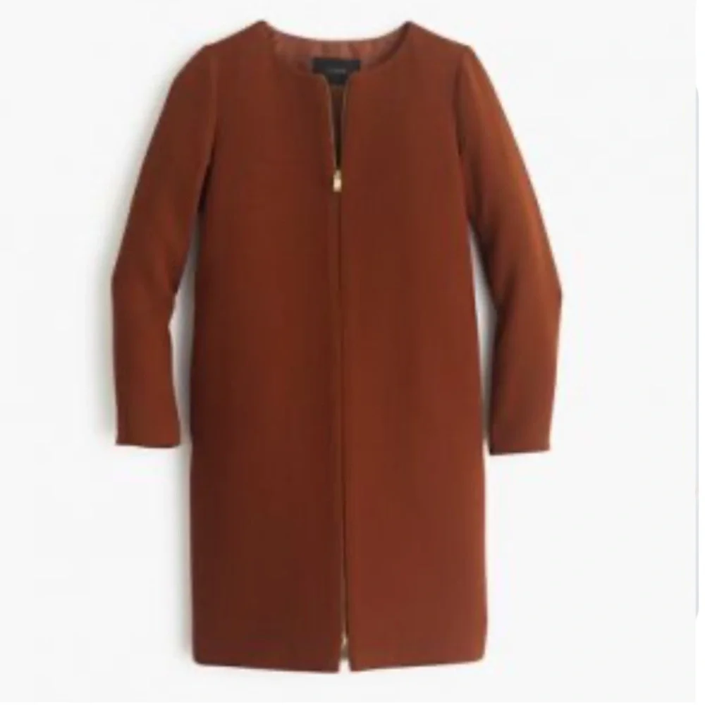JCREW Double Cloth Collarless Coat Rust Color - Picture 4 of 11